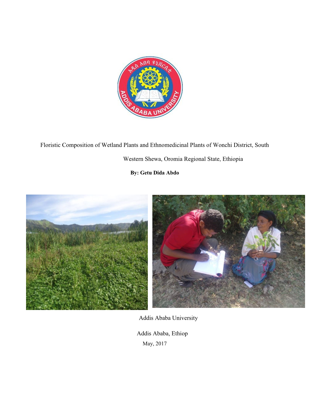 Floristic Composition of Wetland Plants and Ethnomedicinal Plants of Wonchi District, South