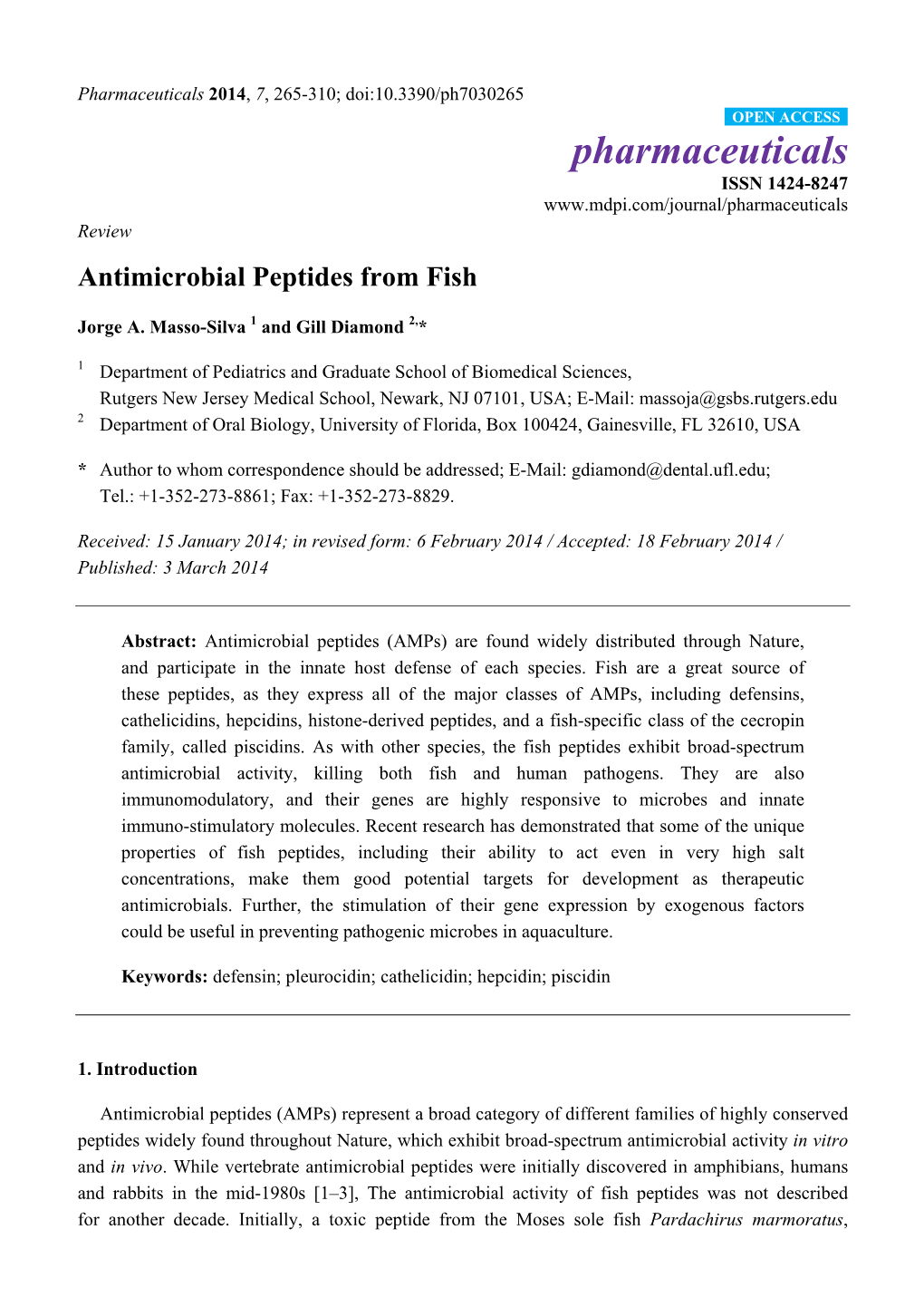 Antimicrobial Peptides from Fish
