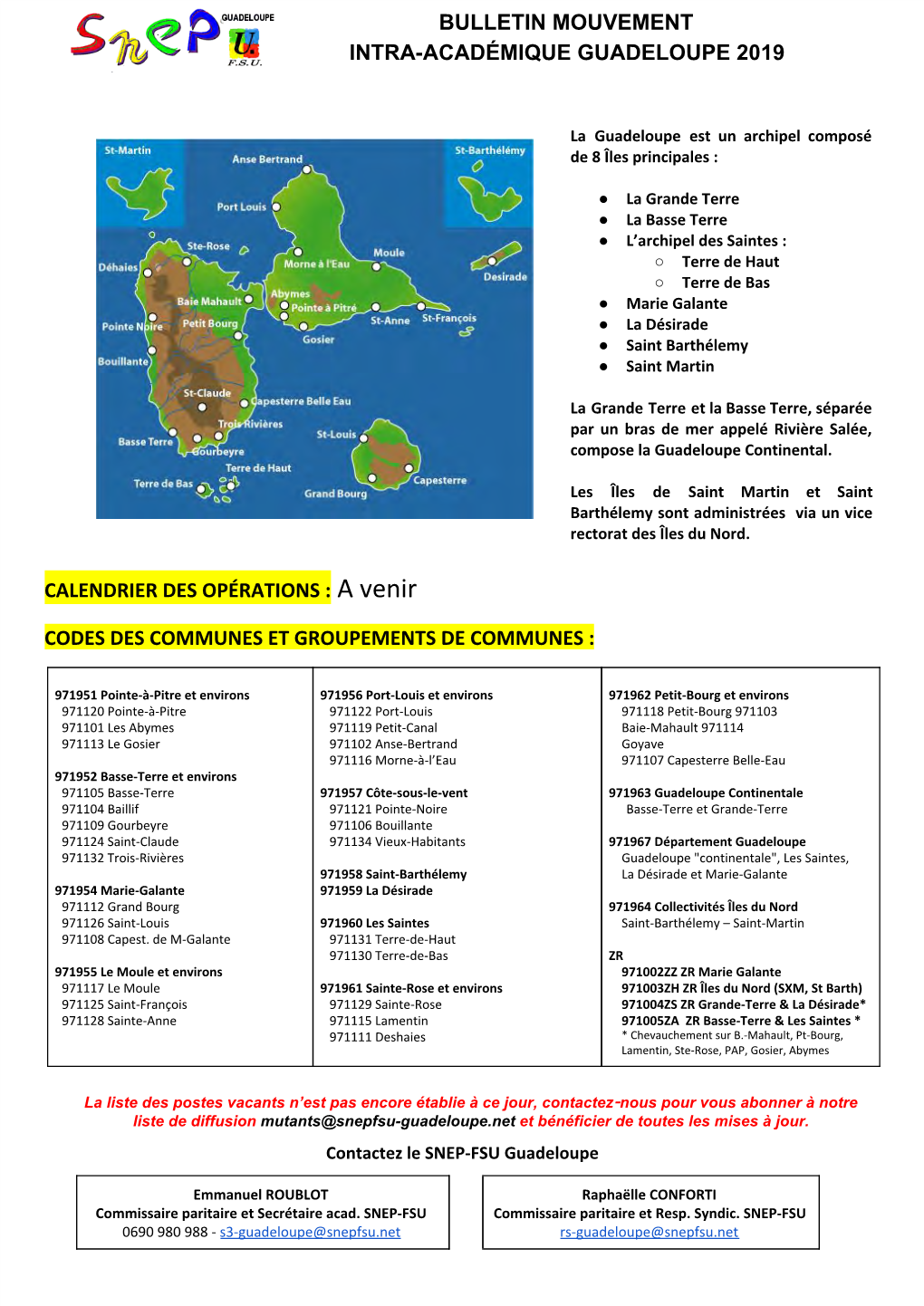 Bulletin Mouvement Intra-Académique Guadeloupe 2019