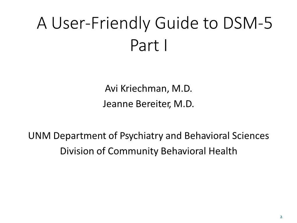 Guide to DSM-5 Part I