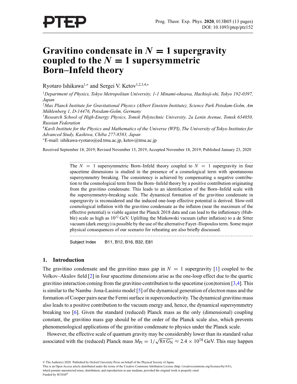 Gravitino Condensate in N = 1 Supergravity Coupled to the N = 1 Supersymmetric Born–Infeld Theory