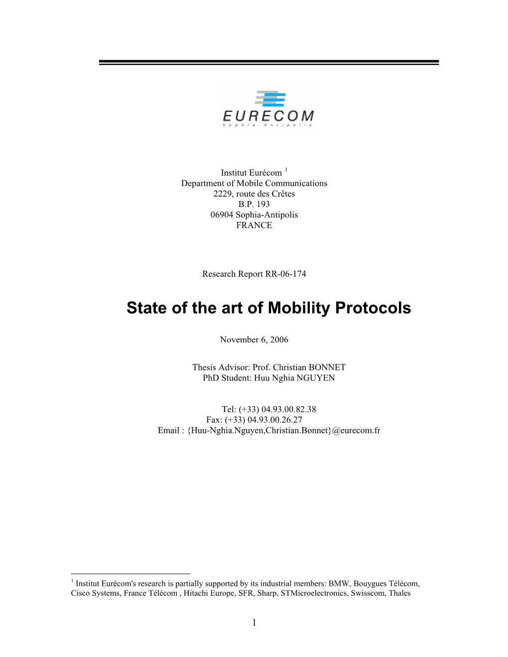 State of the Art of Mobility Protocols