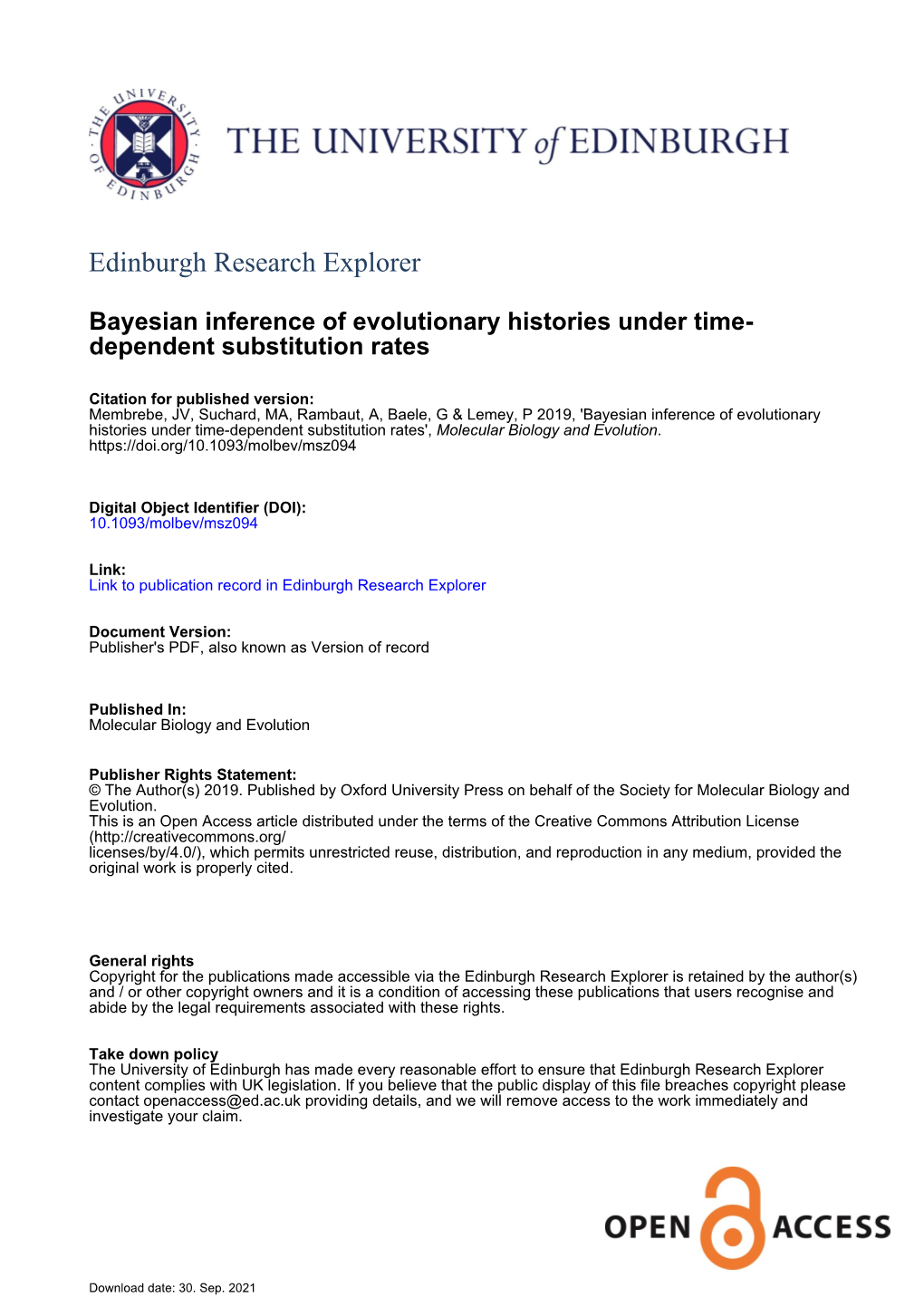 Bayesian Inference of Evolutionary Histories Under Time- Dependent Substitution Rates