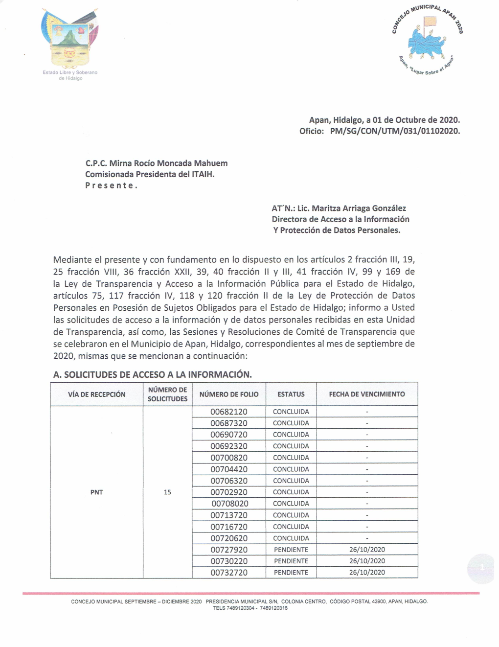 Instituto De Transparencia, Acceso a La Información Pública Gubernamental Y Protección De Datos Personales Del Estado De Hidalgo