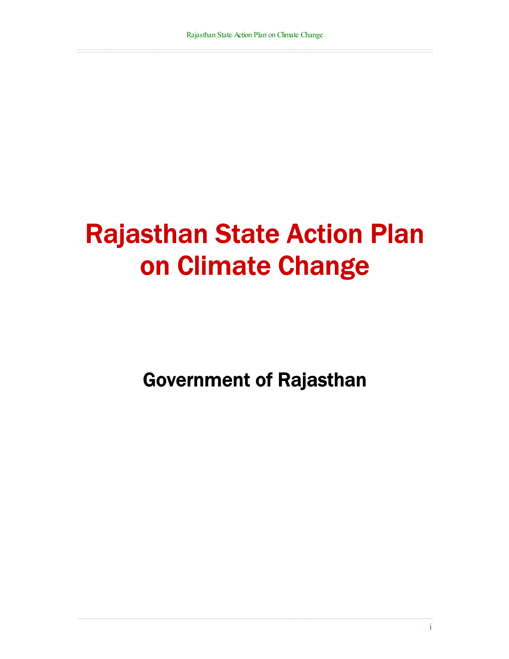 Rajasthan State Action Plan on Climate Change