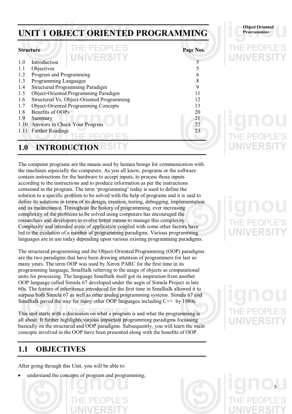 OBJECT ORIENTED PROGRAMMING Programming