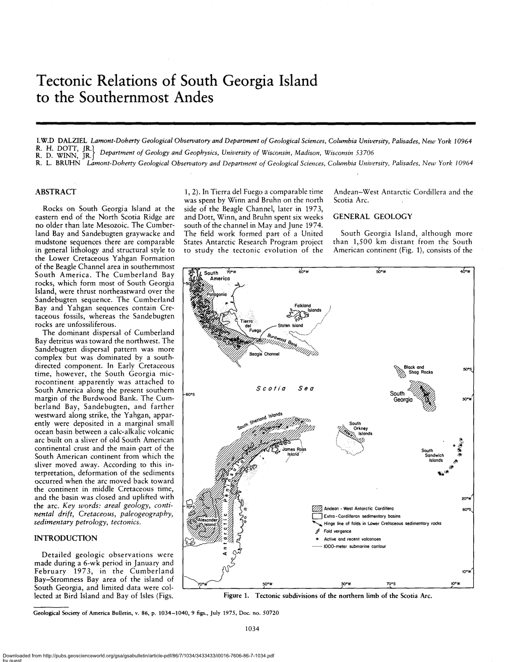 Tectonic Relations of South Georgia Island to the Southernmost Andes