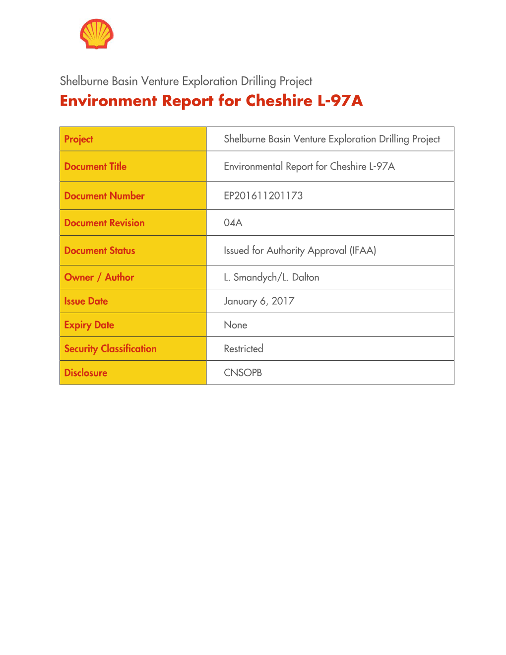 Environmental Report for Cheshire L-97A