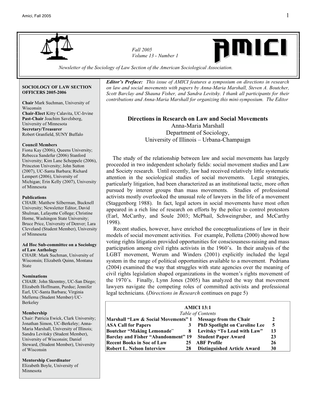 1 Directions in Research on Law and Social Movements Anna-Maria