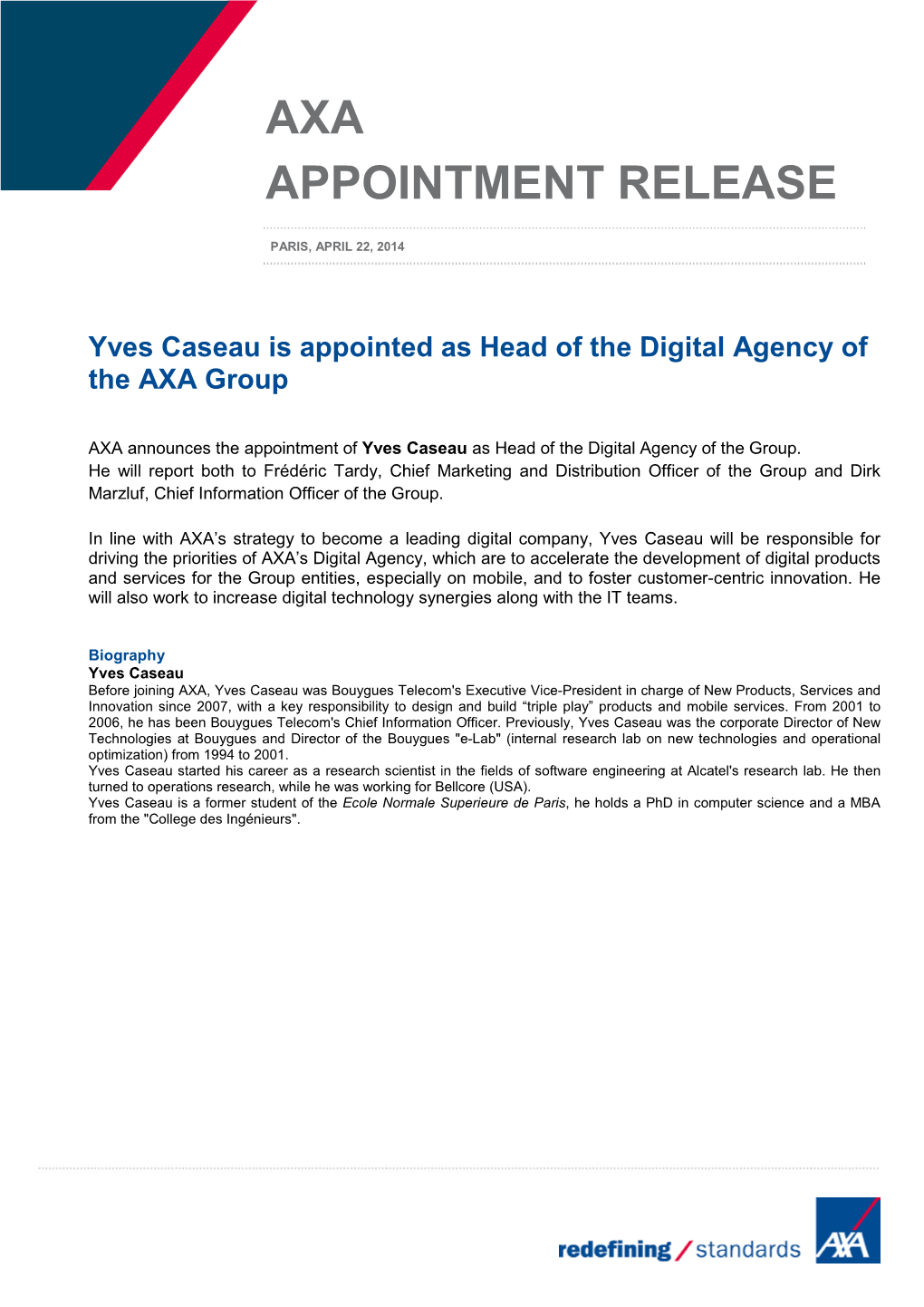 Axa Appointment Release