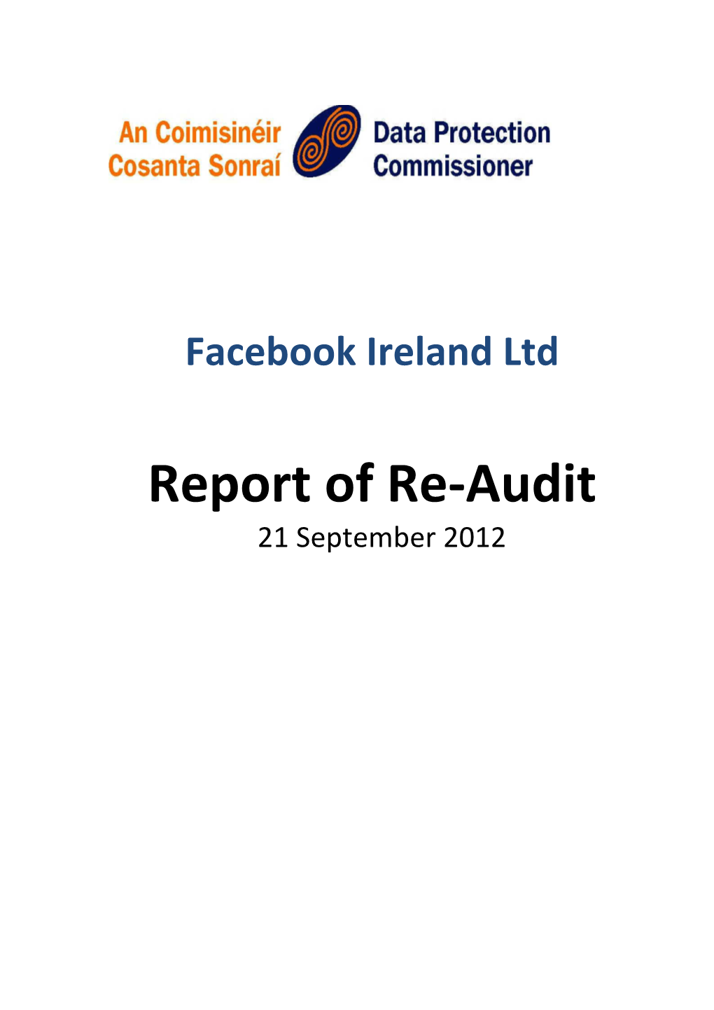 Facebook Ireland Audit Report 21 Sept 2012