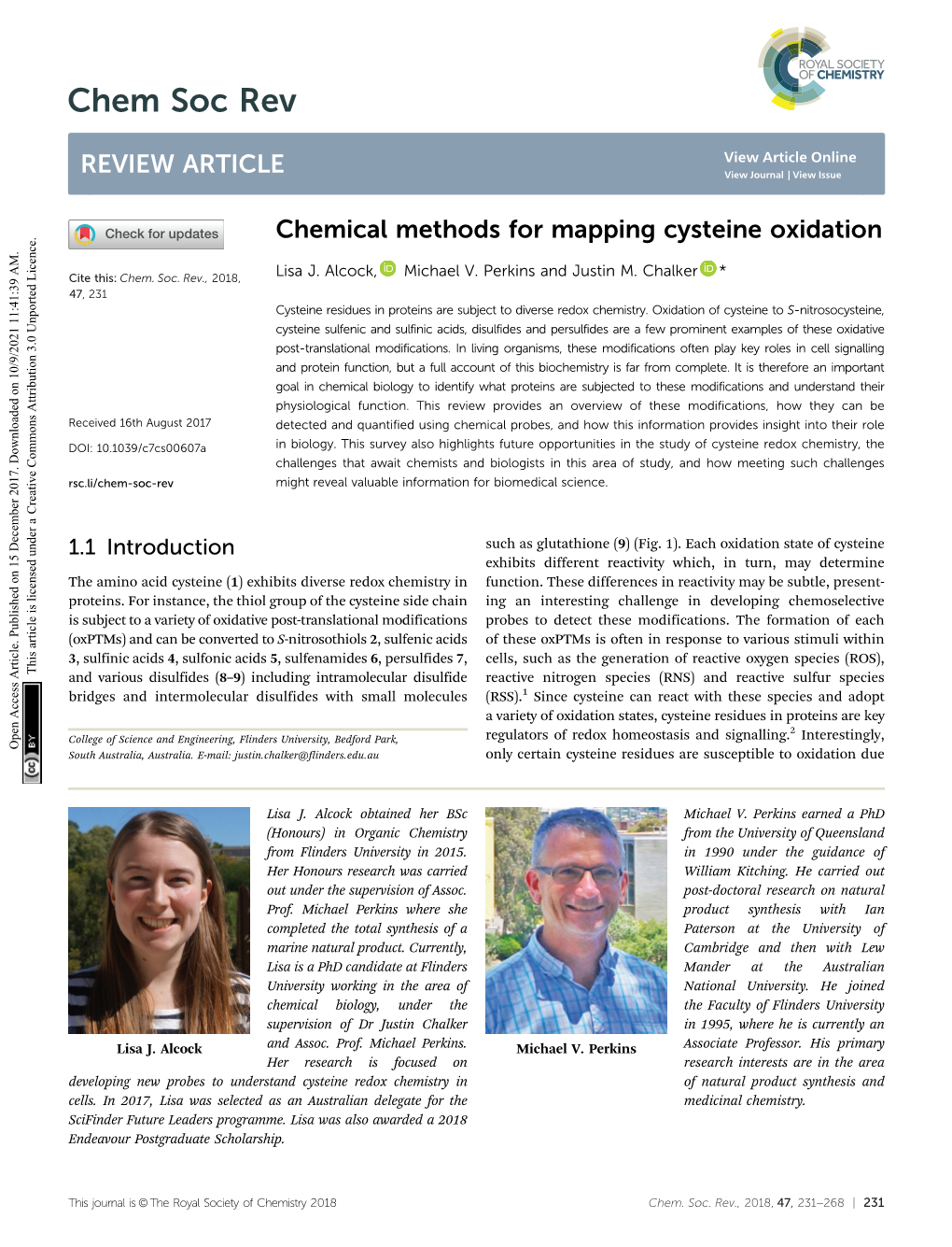 Chemical Methods for Mapping Cysteine Oxidation