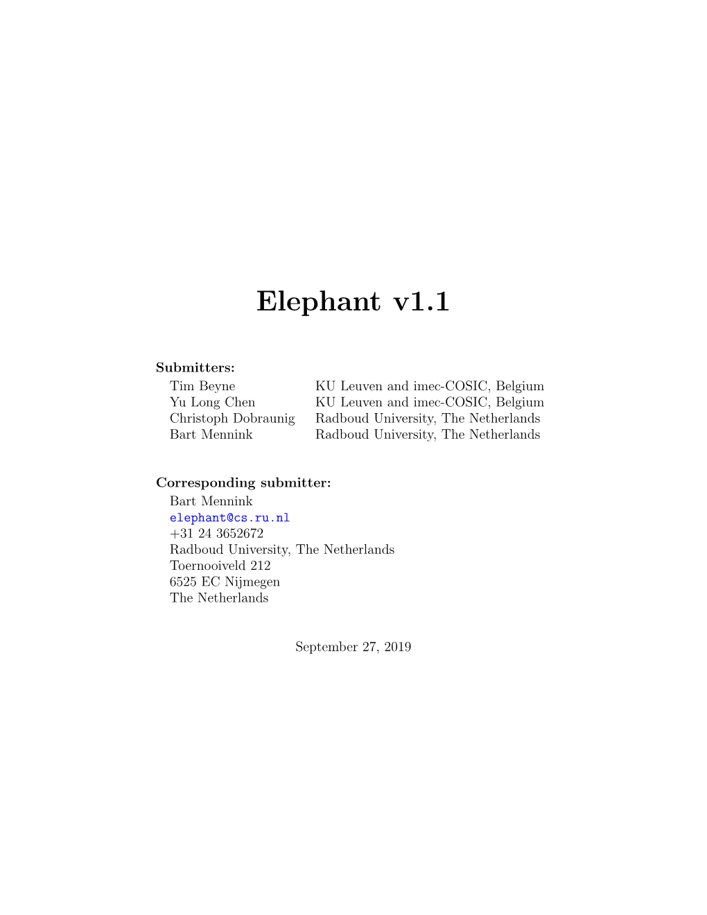 Elephant Specification
