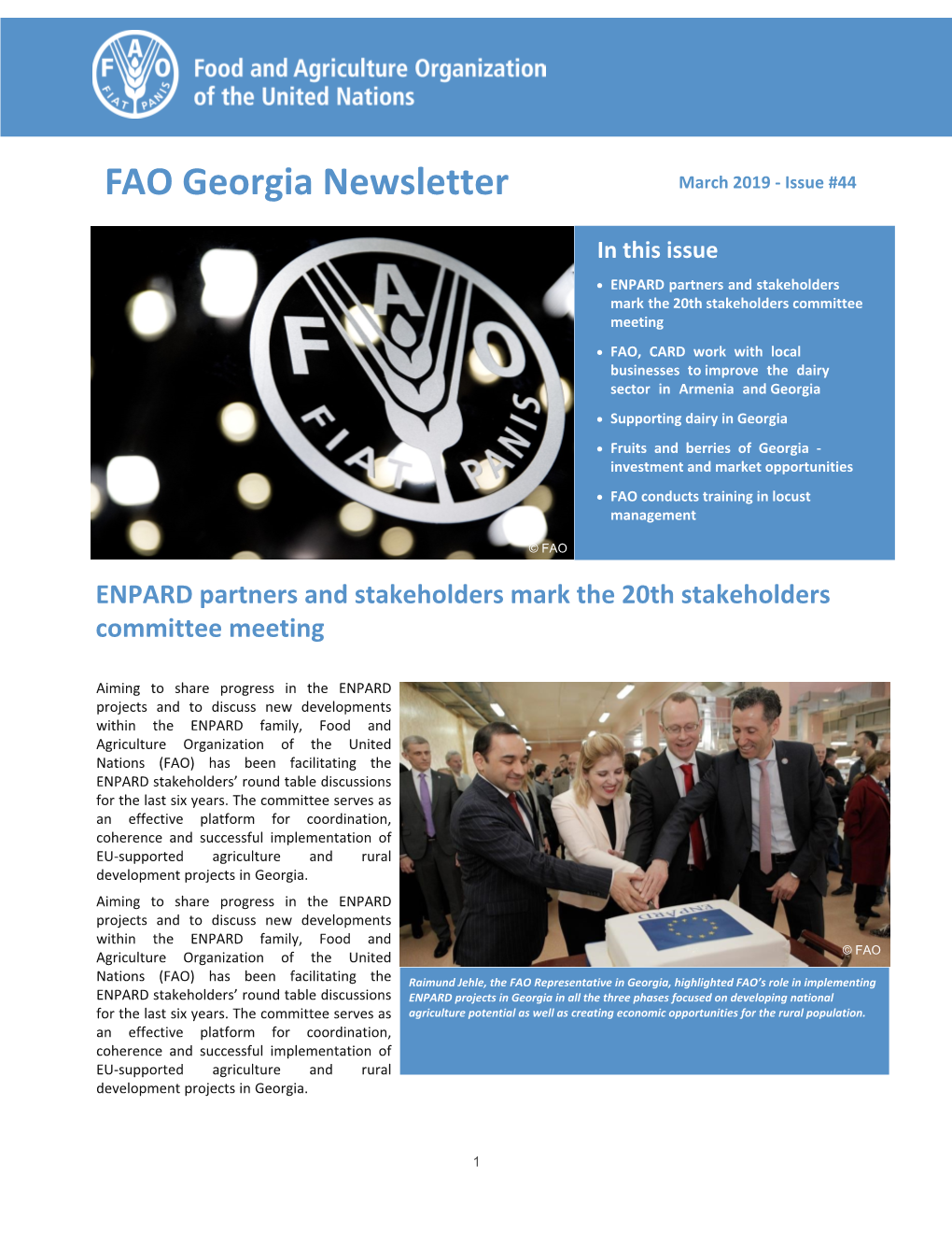 FAO Georgia Newsletter March 2019 - Issue #44