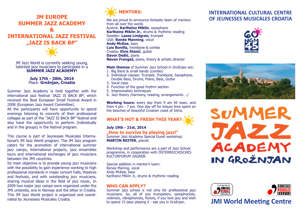 Jm Europe Summer Jazz Academy & International Jazz Festival
