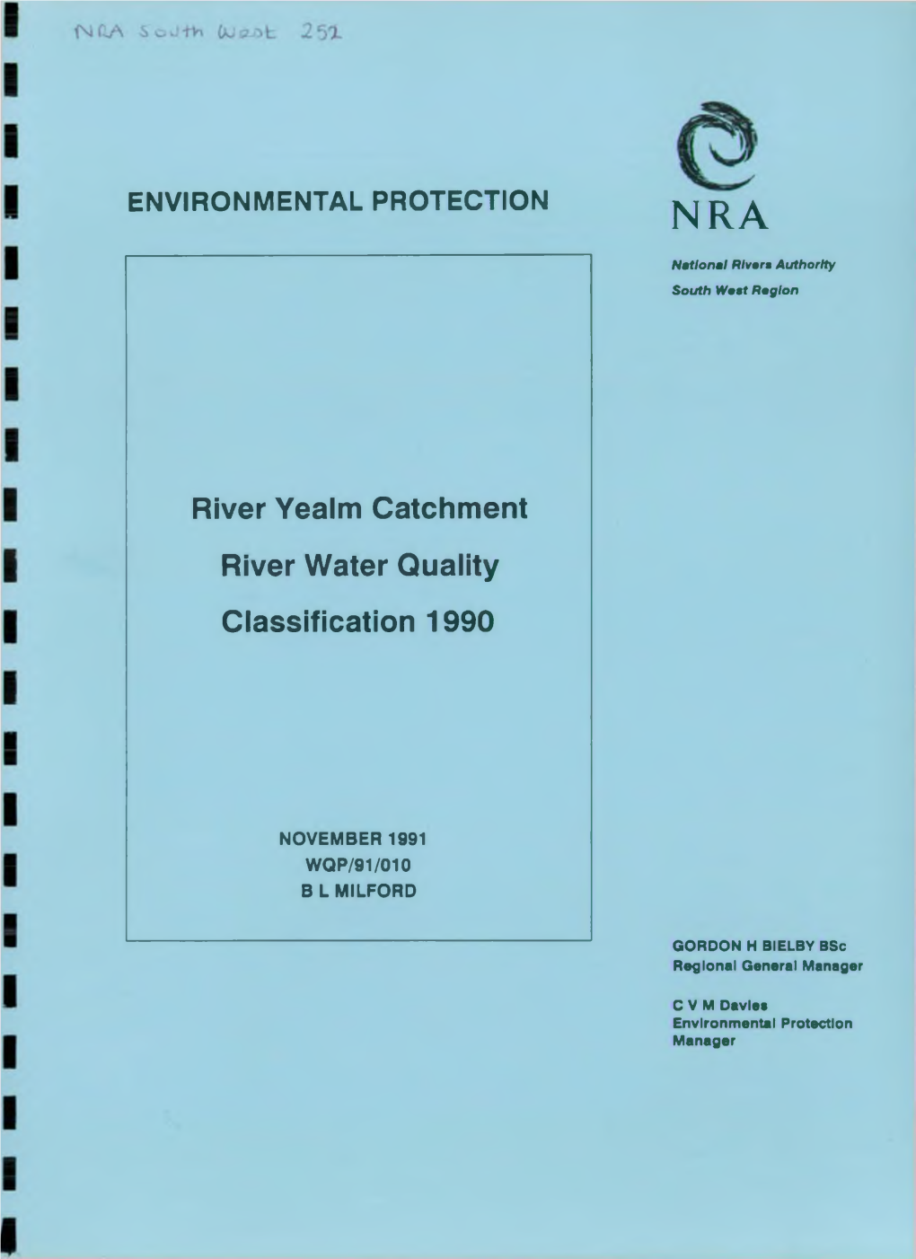 River Yealm Catchment River Water Quality Classification 1990