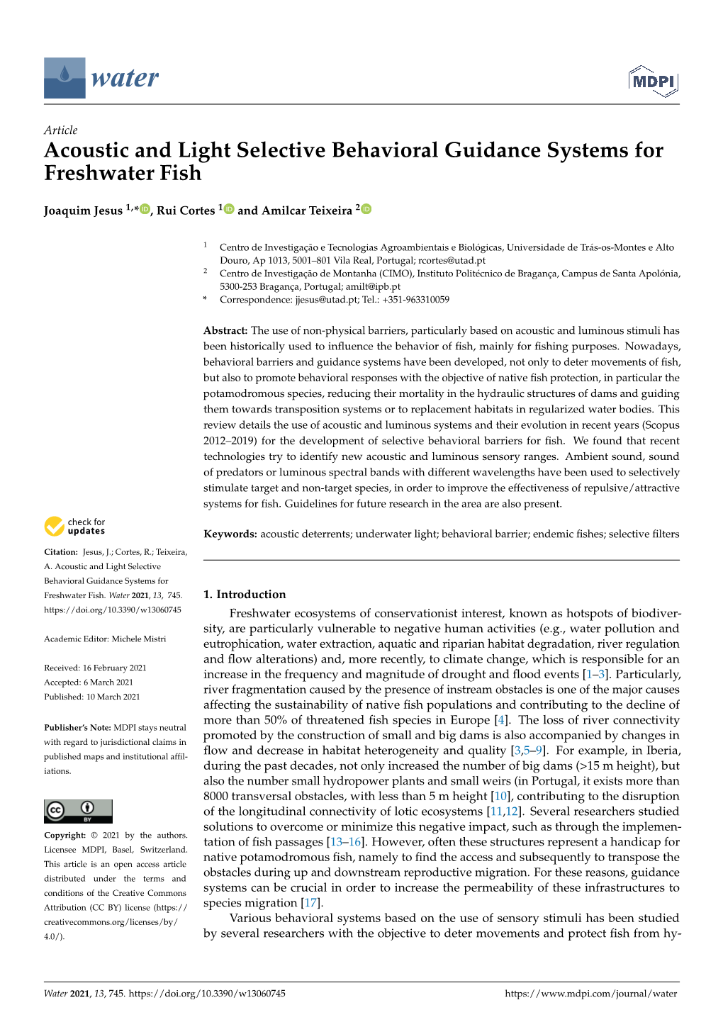 Acoustic and Light Selective Behavioral Guidance Systems for Freshwater Fish