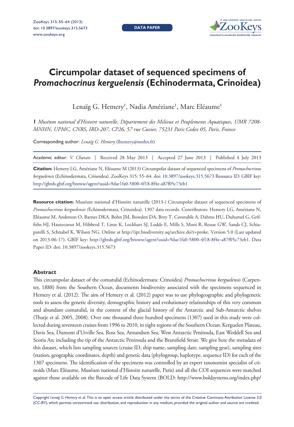 Circumpolar Dataset of Sequenced Specimens of Promachocrinus Kerguelensis (Echinodermata, Crinoidea)