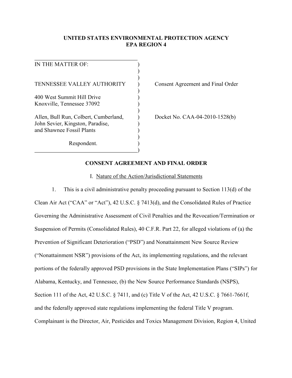 Tennessee Valley Authority Final Order (PDF)