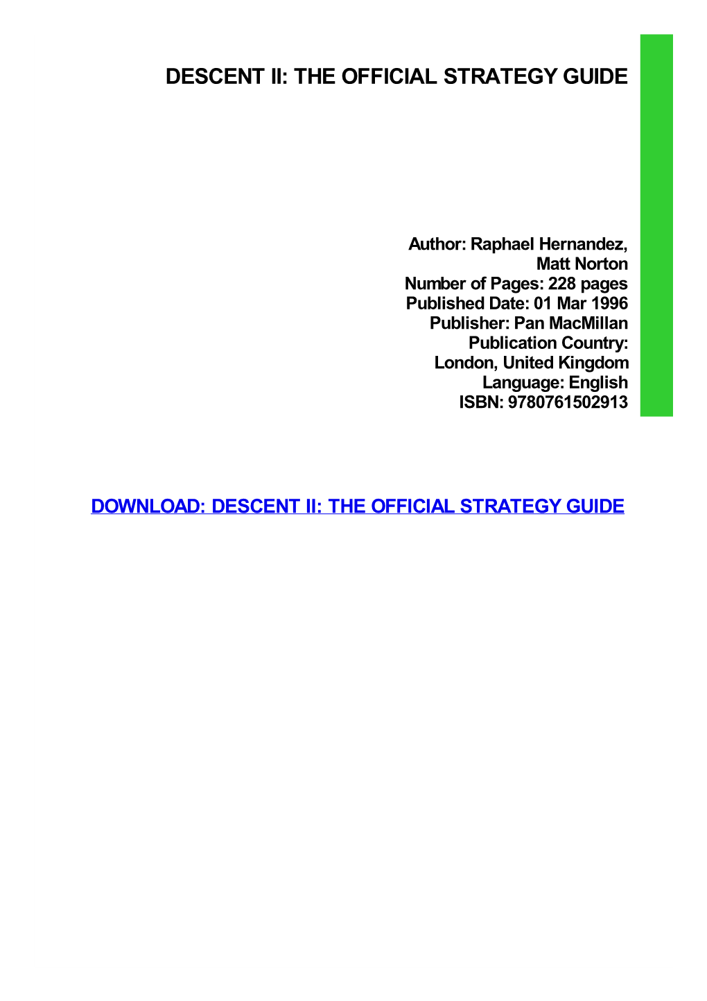 Read Book Descent II: the Official Strategy Guide Ebook