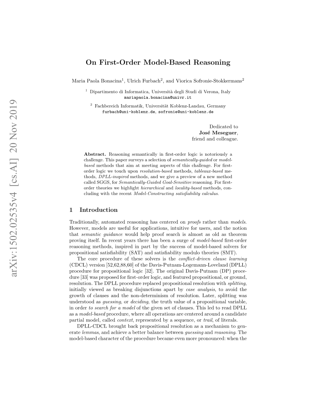 On First-Order Model-Based Reasoning