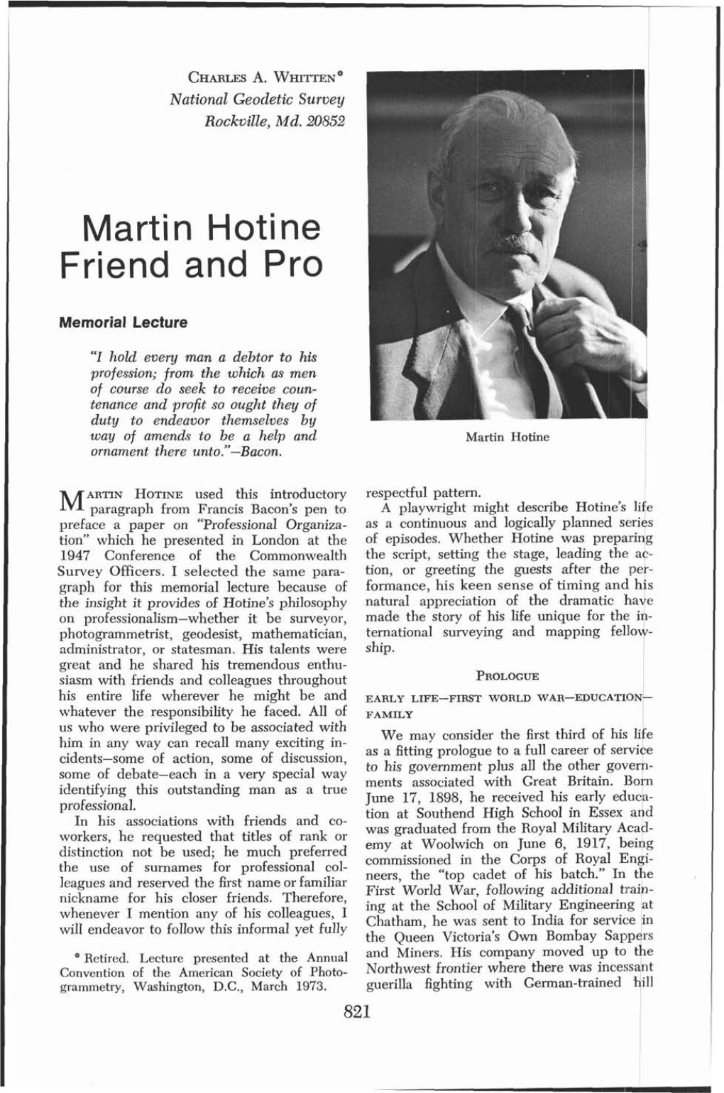Martin Hotine Friend and Pro