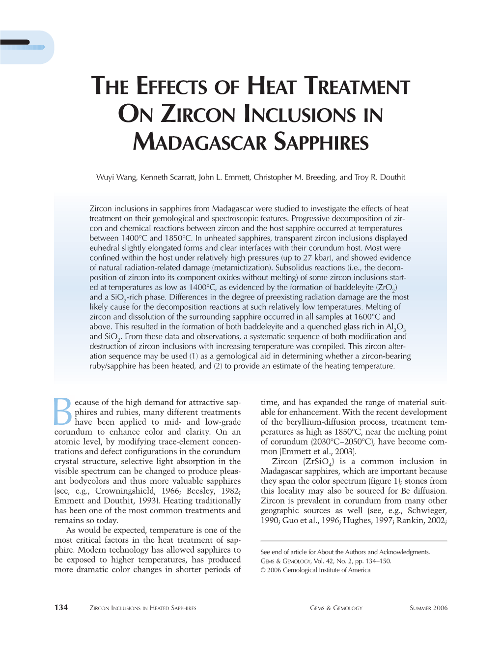 The Effects of Heat Treatment on Zircon Inclusions in Madagascar Sapphires