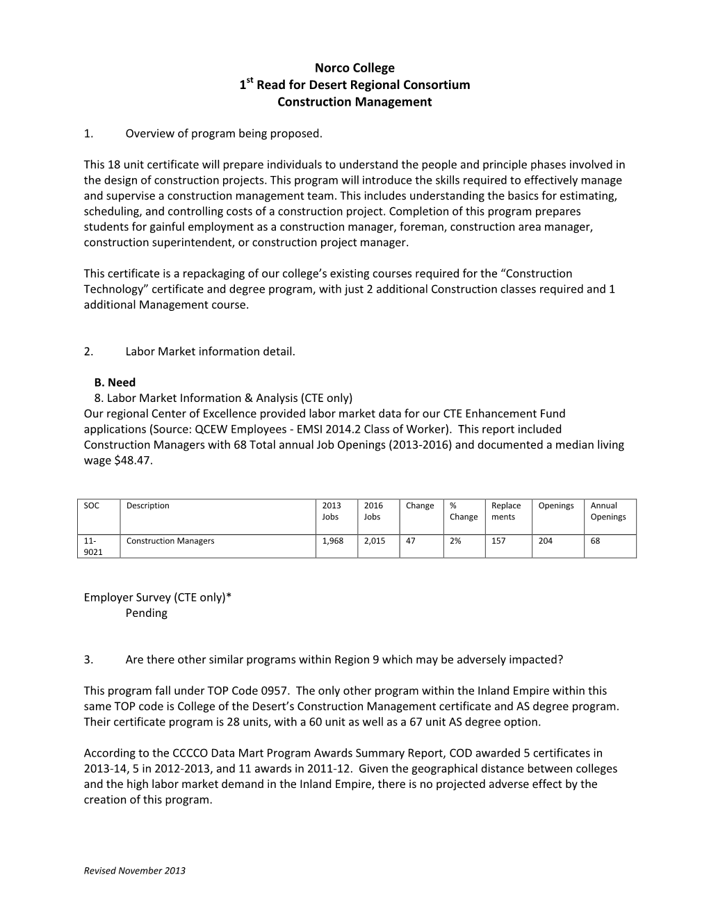 Norco College 1St Read for Desert Regional Consortium Construction Management