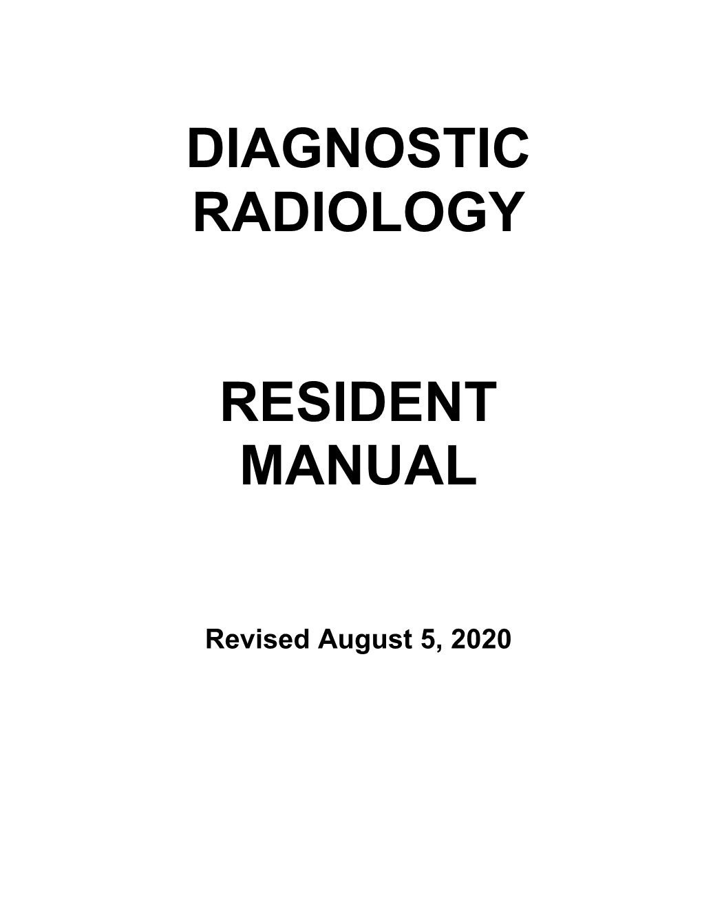 Diagnostic Radiology Resident Manual