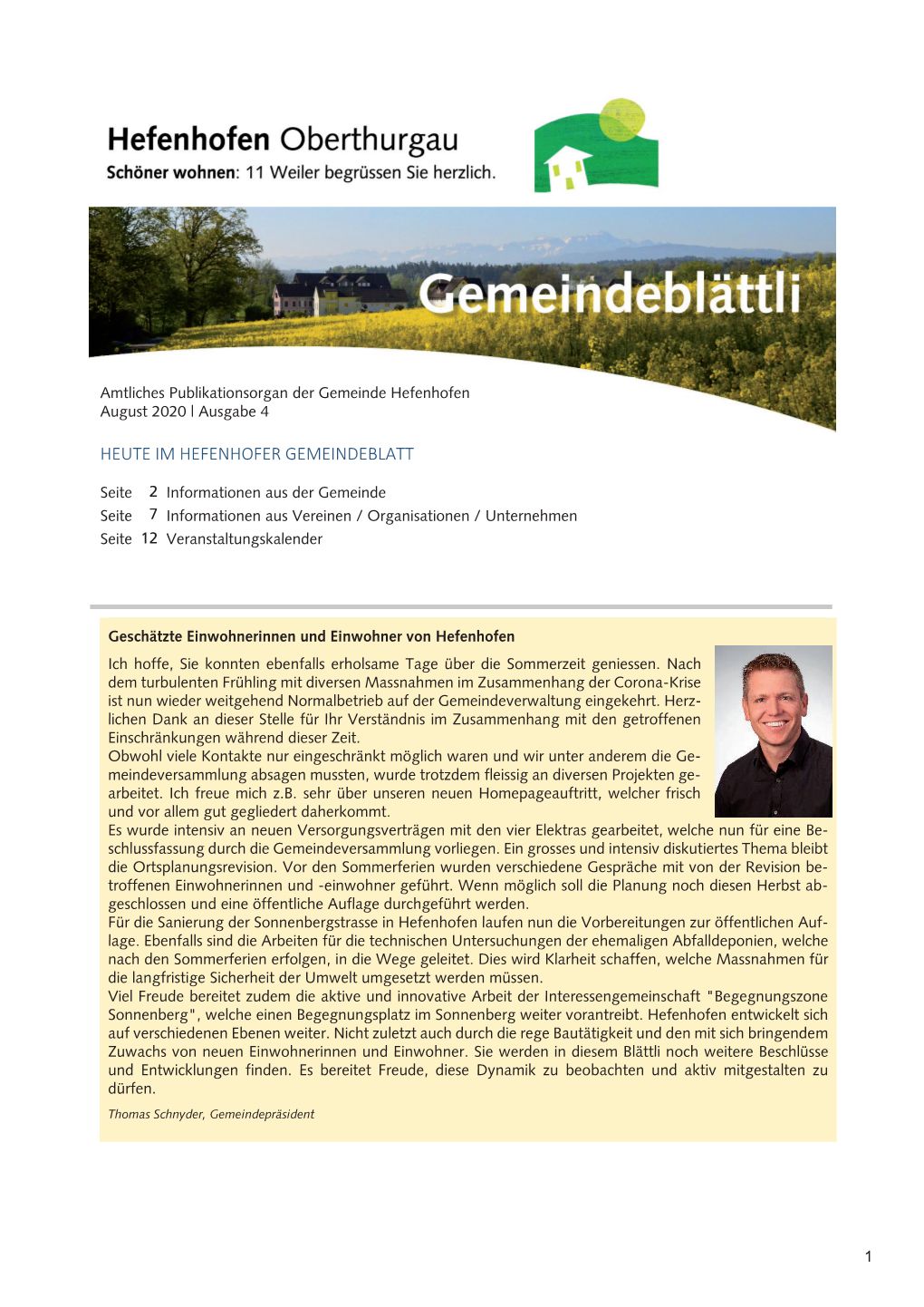 Gemeindeblatt August 2020