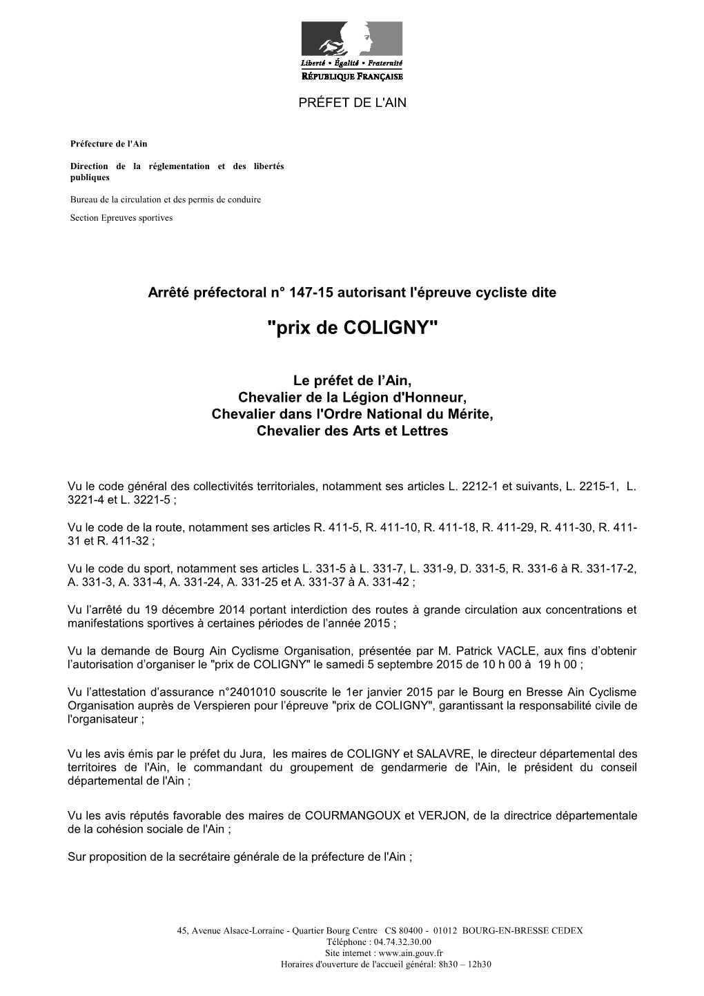 "Prix De COLIGNY"