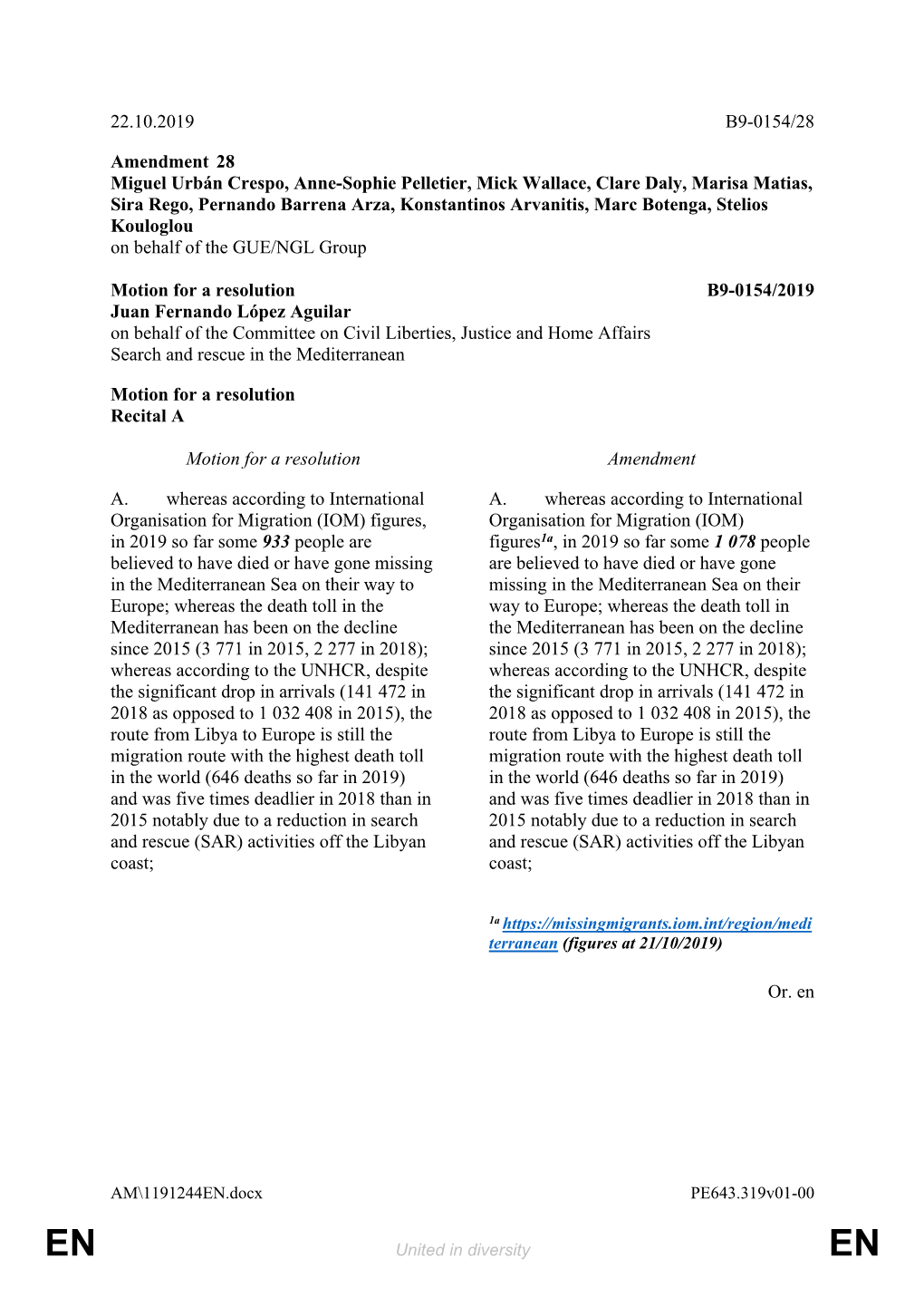 22.10.2019 B9-0154/28 Amendment 28 Miguel Urbán Crespo, Anne