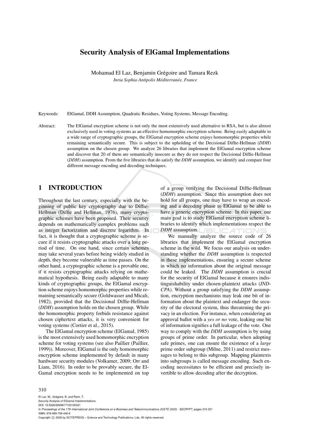 Security Analysis of Elgamal Implementations