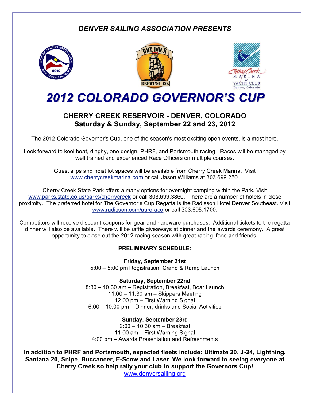 2012 Colorado Governor's Cup, One of the Season's Most Exciting Open Events, Is Almost Here