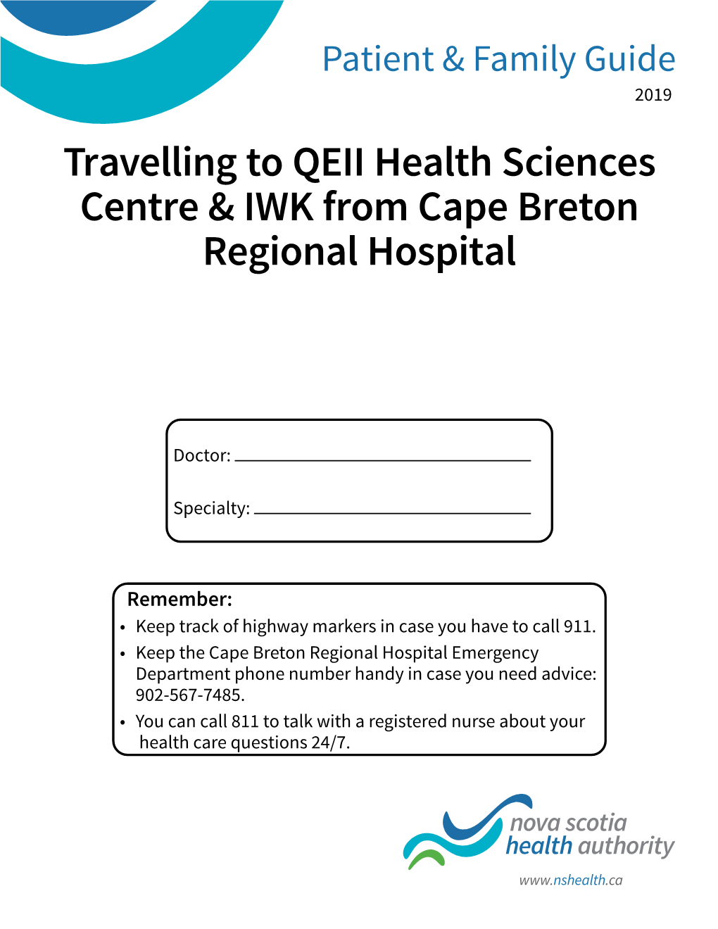 Travelling to QEII Health Sciences Centre & IWK from Cape Breton