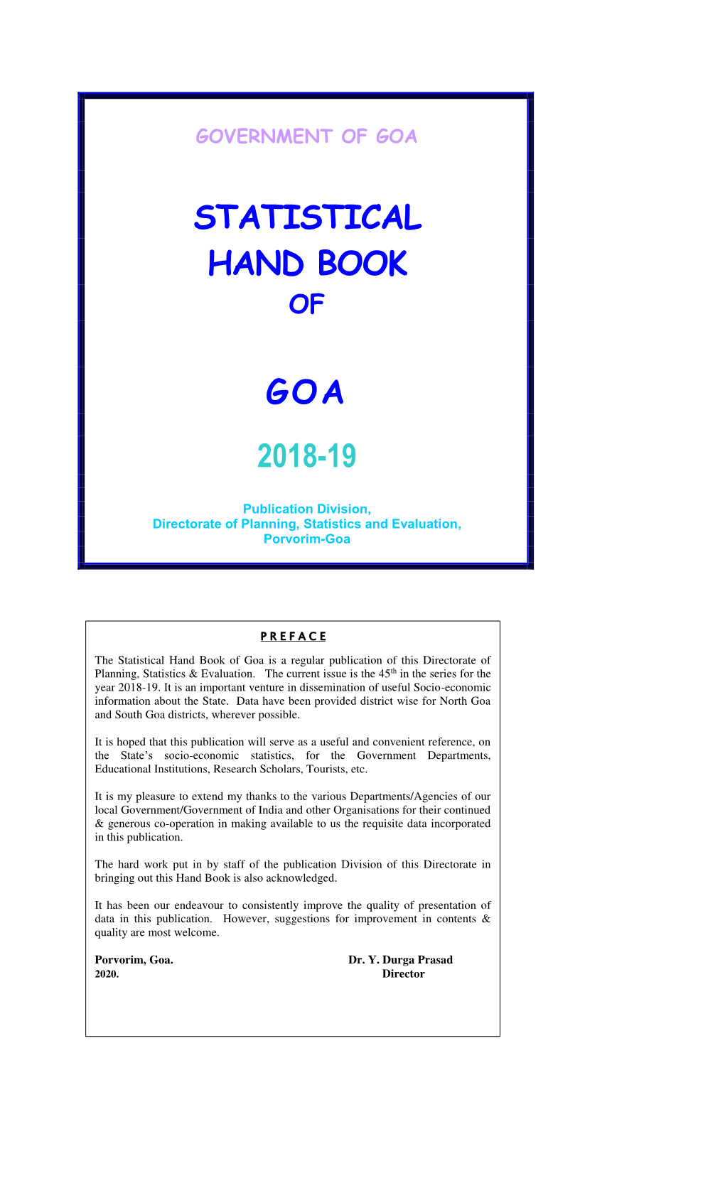 Statistical Hand Book Goa 2018-19
