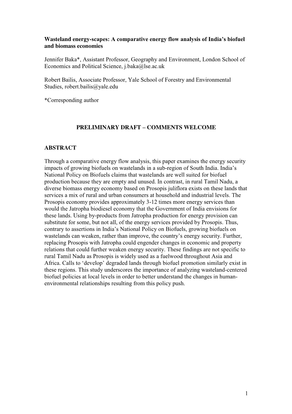 A Comparative Energy Flow Analysis of India's Biofuel and Biomass