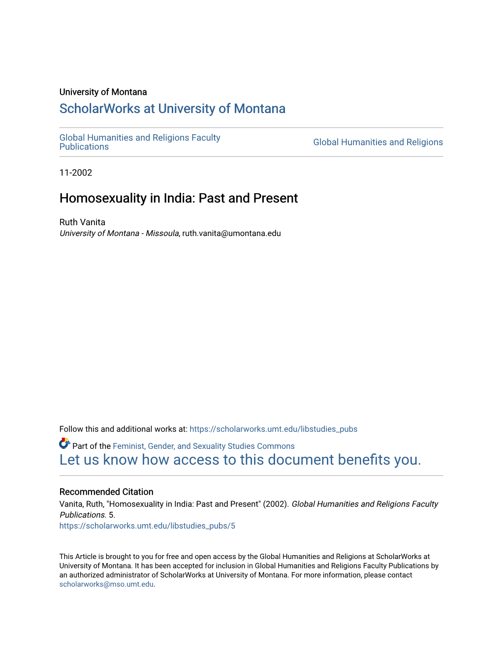 Homosexuality in India: Past and Present