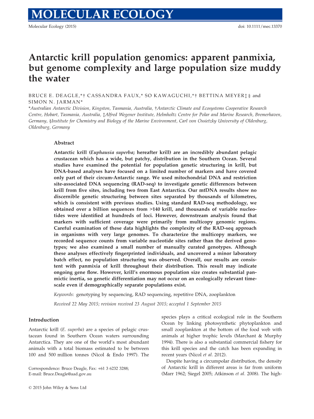 Antarctic Krill Population Genomics: Apparent Panmixia, but Genome Complexity and Large Population Size Muddy the Water