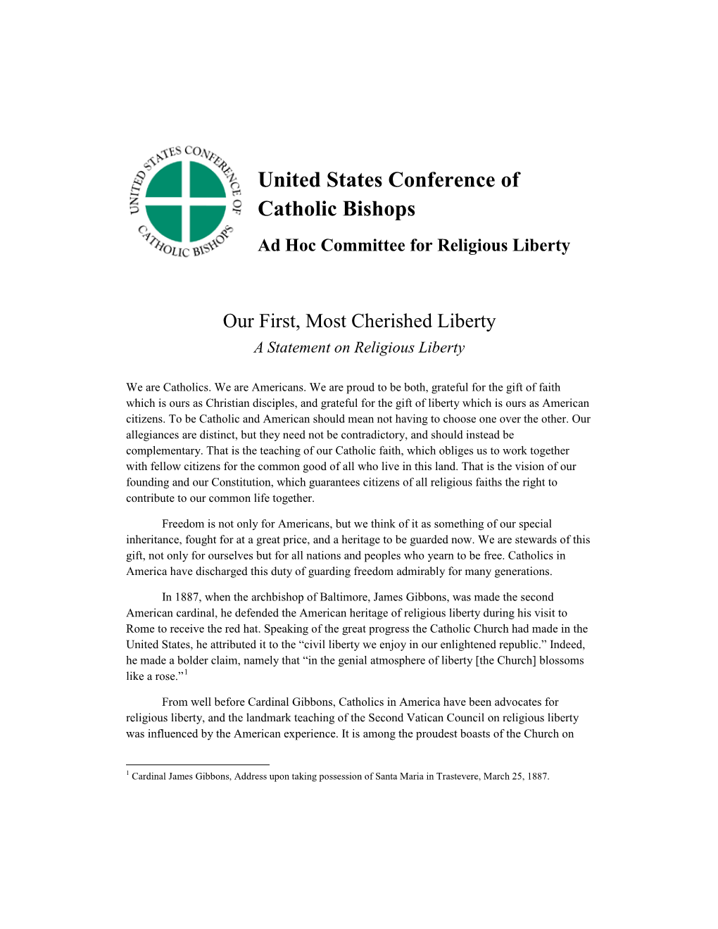 A Statement on Religious Liberty