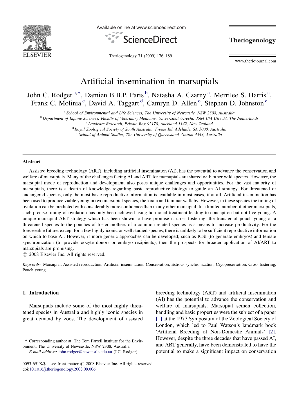 Artificial Insemination in Marsupials