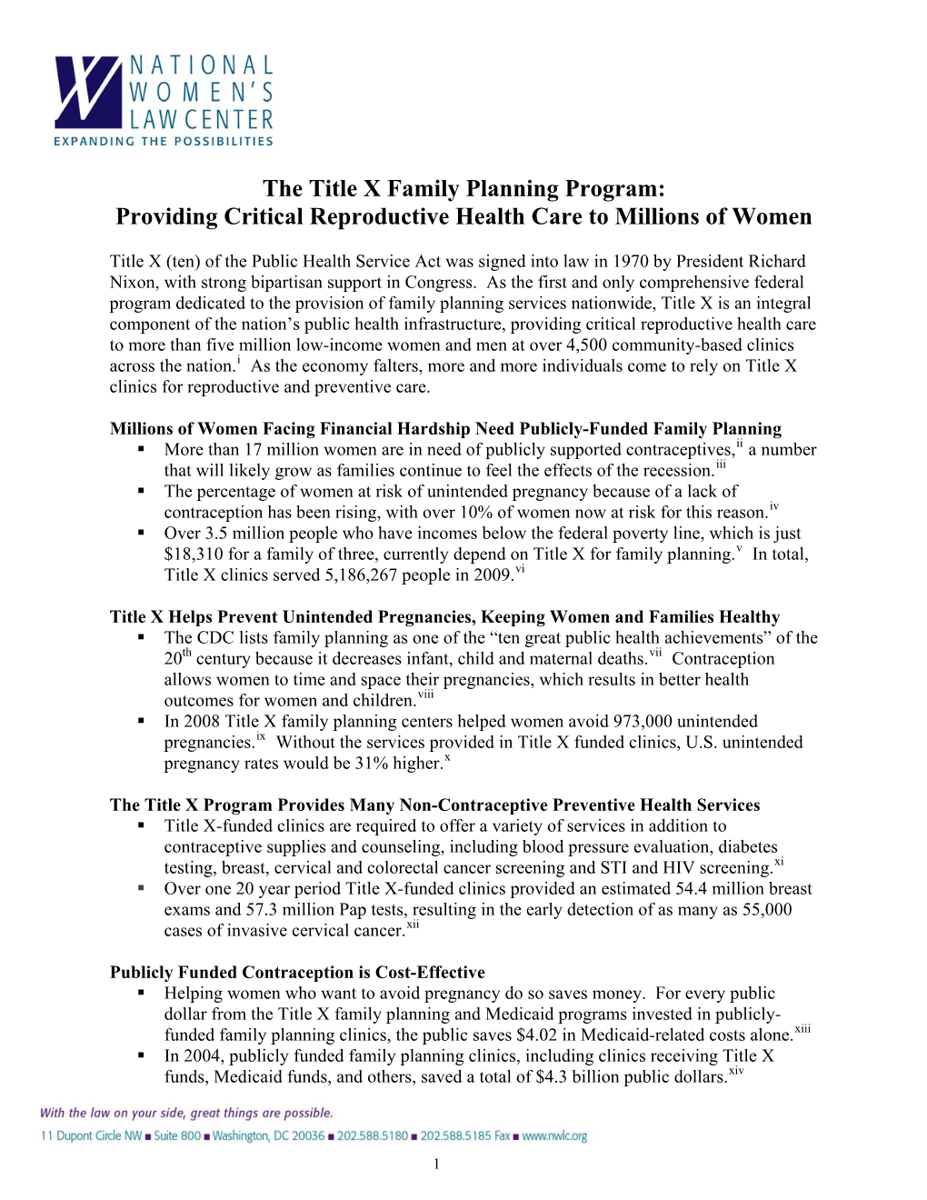 TITLE X 101: Providing Critical Reproductive Health Care To