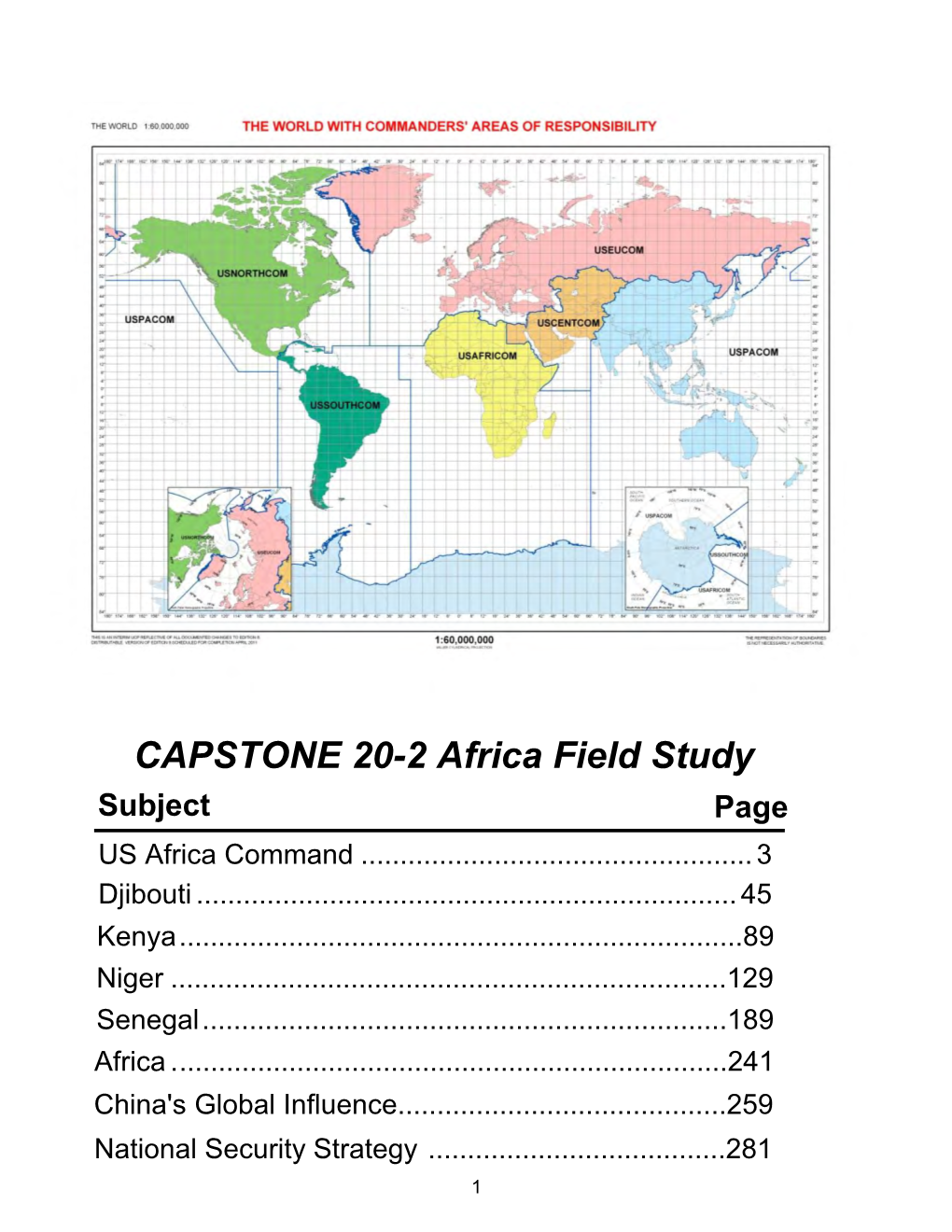 CAPSTONE 20-2 Africa Field Study Subject Page US Africa Command