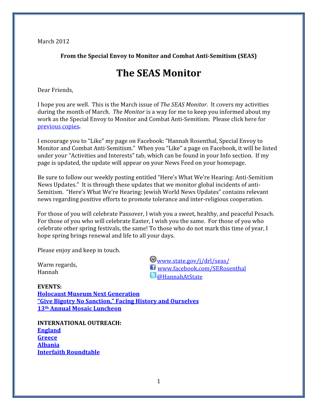 The Anti-Semitism Monitor March 2012