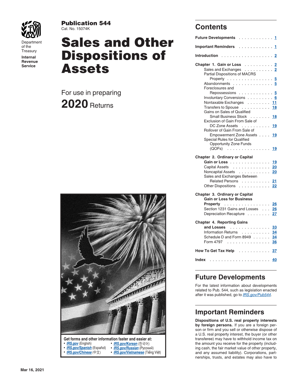 IRS Publication 544 – Sales and Other Dispositions of Assets