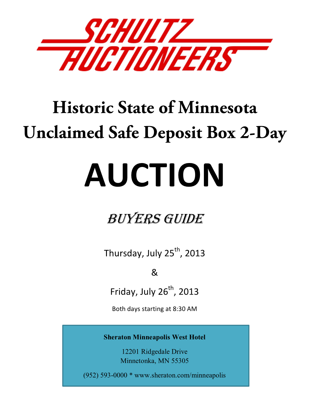 Historic State of Minnesota Unclaimed Safe Deposit Box 2-Day AUCTION