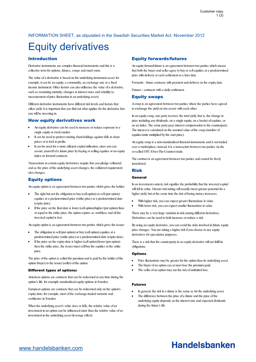 Equity Derivatives