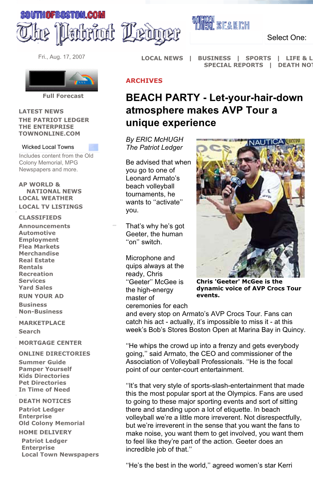 Let-Your-Hair-Down Atmosphere Makes AVP Tour a Unique Experience Page 1 of 4