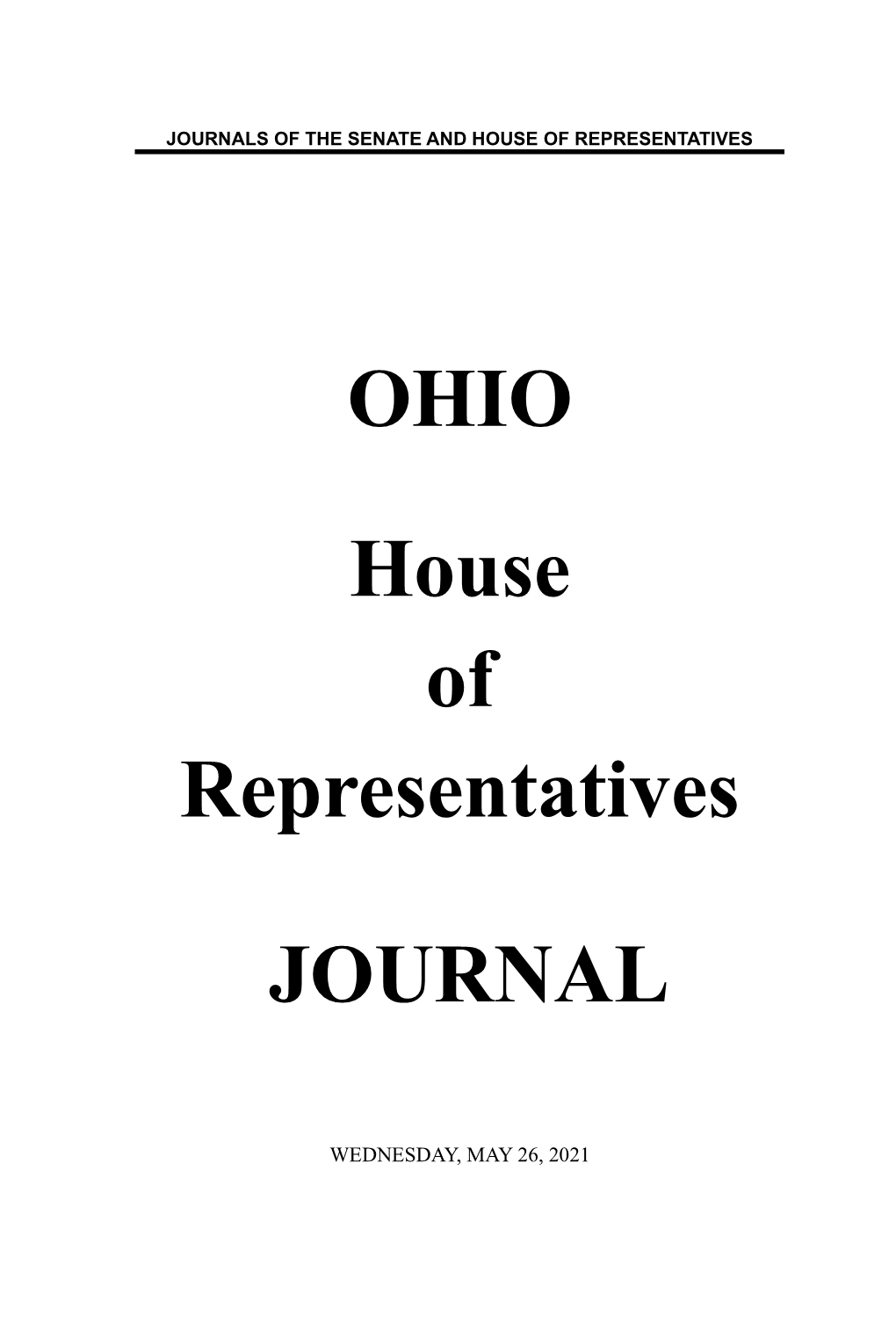 May 26, 2021 House Journal, Wednesday, May 26, 2021 783