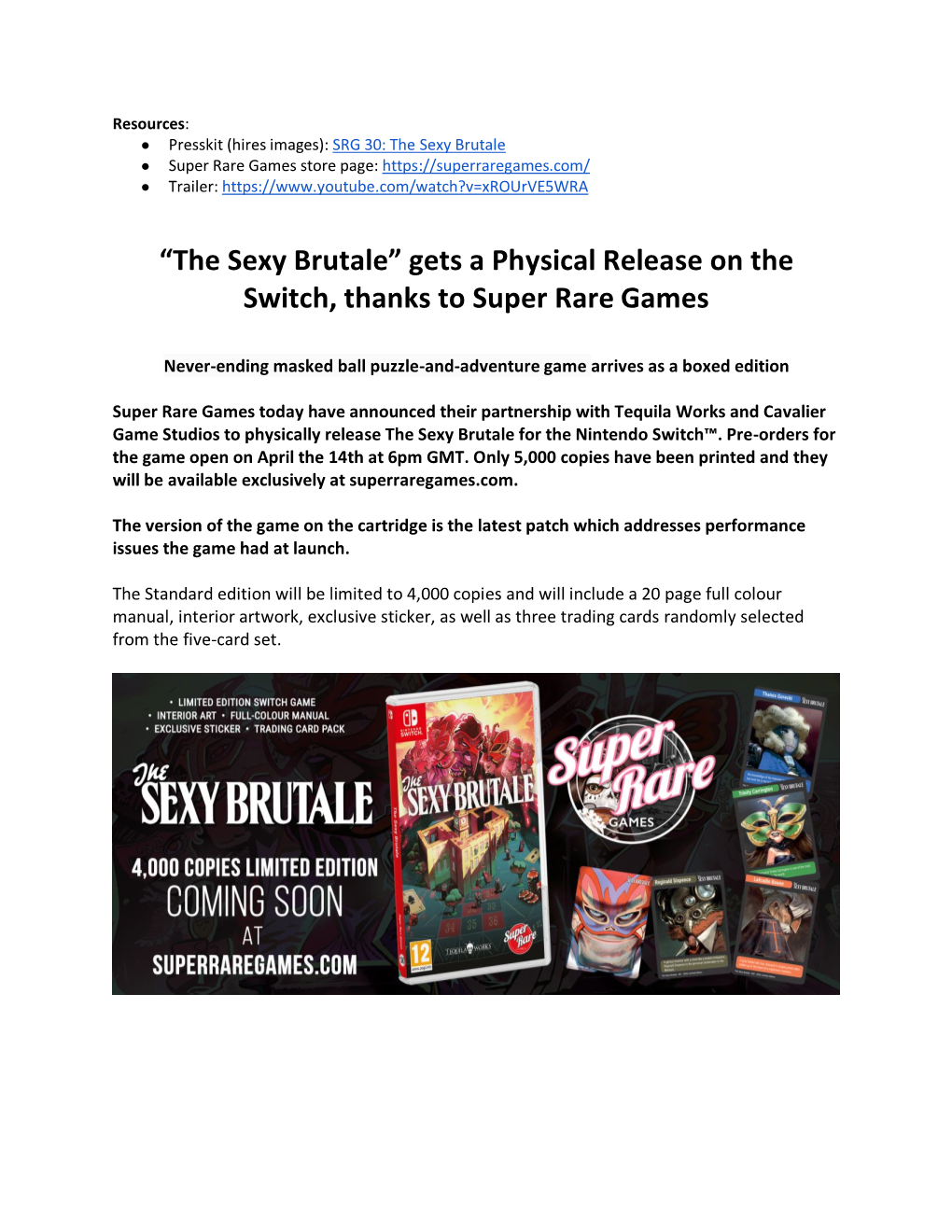 “The Sexy Brutale” Gets a Physical Release on the Switch, Thanks to Super Rare Games